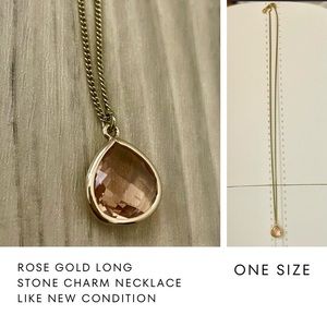 Rose gold long stone charm necklace. NEW condition.